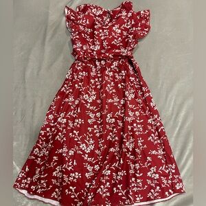 SHEIN Red and White Floral Dress